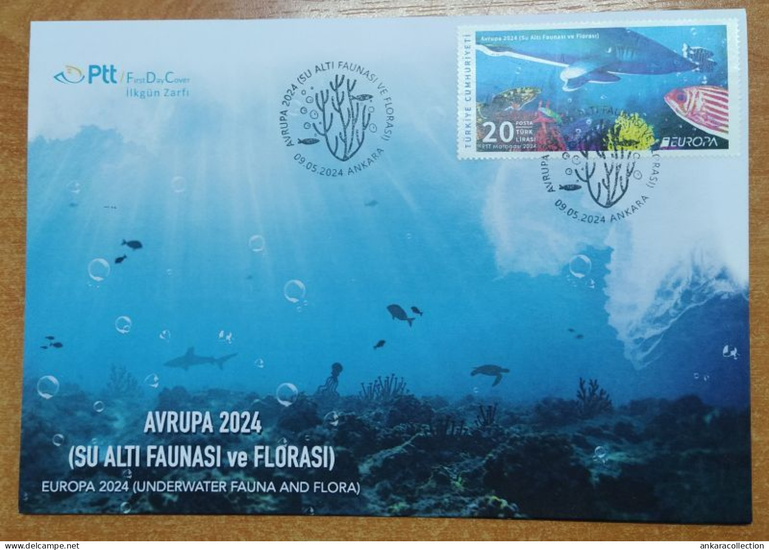AC - TURKEY FDC -  EUROPA 2024  UNDERWATER FAUNA AND FLORA  09 MAY 2024 - FDC