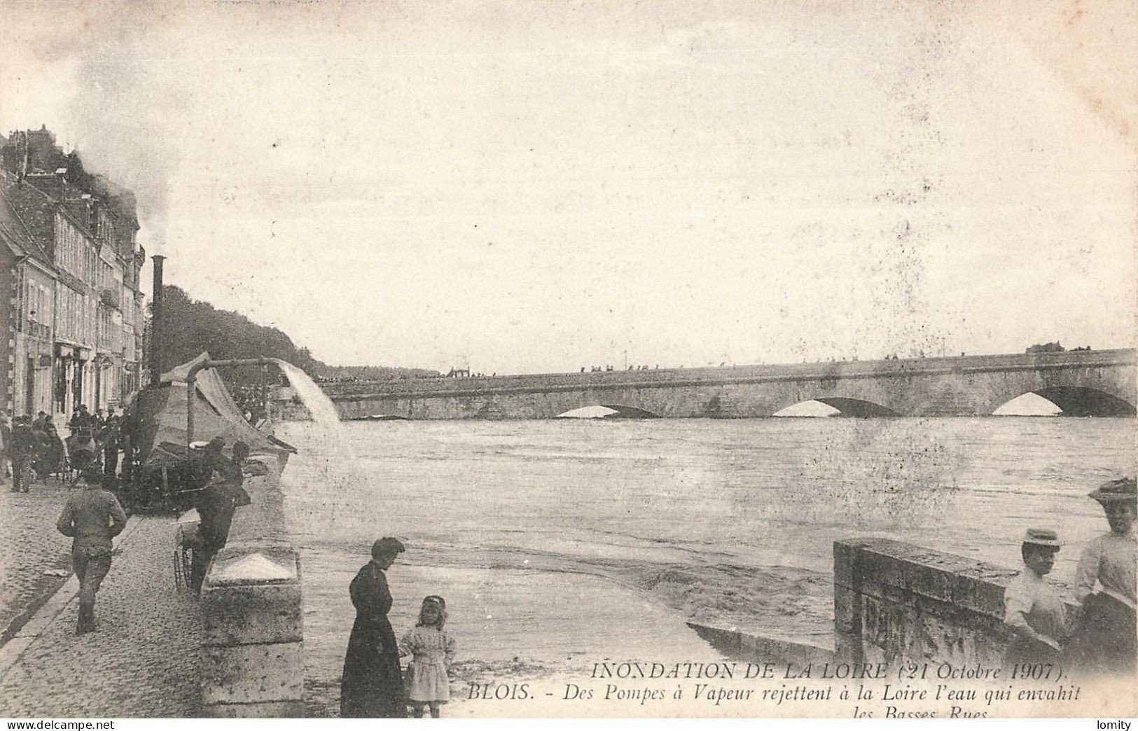 41 Blois Inondation Inondations Octobre 1907 CPA Pompes à Vapeur Rejettent à La Loire L' Eau Qui Envahit Les Basses Rues - Blois