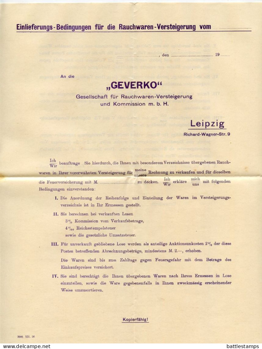 Germany 1927 Cover & Letters; Leipzig - Geverko, Gesellschaft Für Rauchwaren-Versteigerung Und Kommission; 3pf. Geothe - Brieven En Documenten