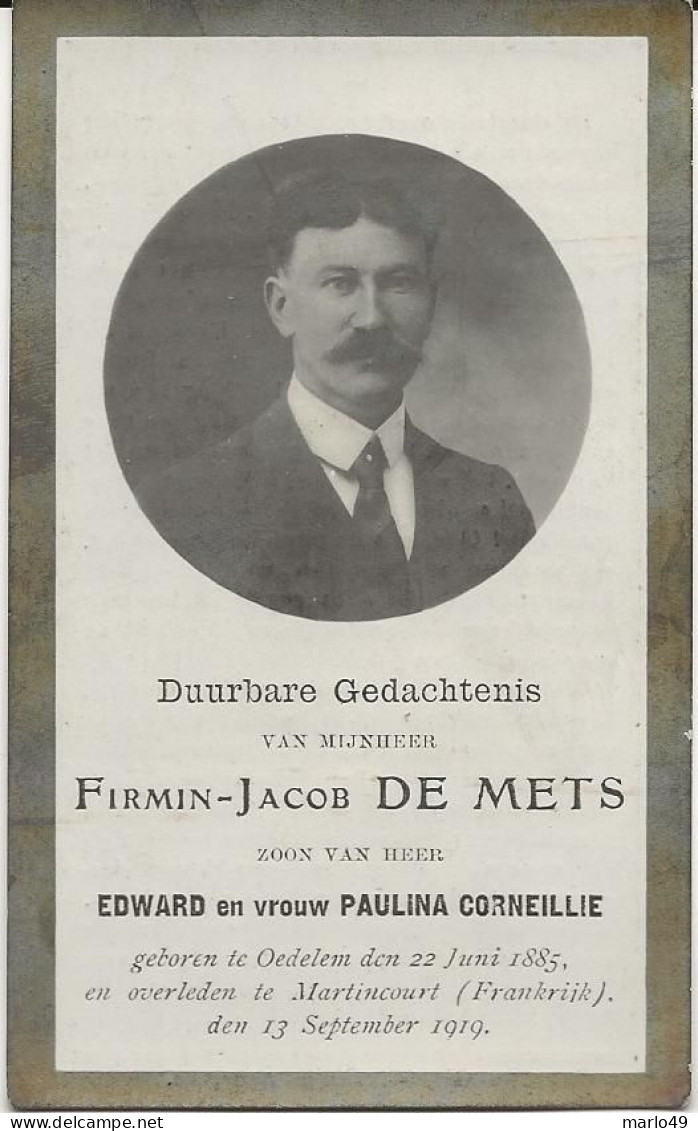 DP. FIRMIN DE METS ° OEDELEM 1885 - + MARTINCOURT (FRANKRIJK) 1919 - Religion &  Esoterik