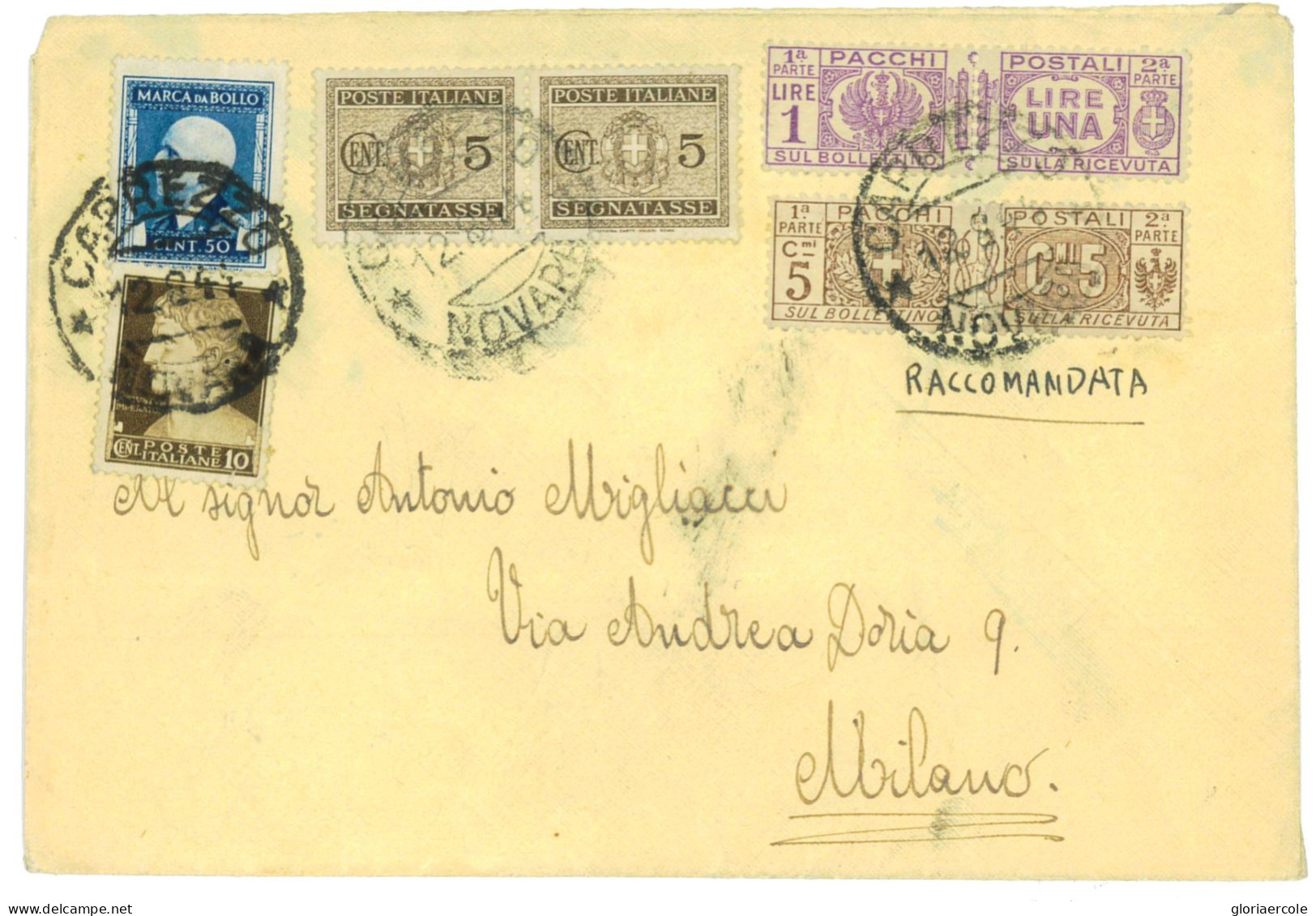 P3094 - ITALIA LUOGOTENENZA , BELLA LETTERA IN TARIFFA , PER PACCHI, SEGNATASSE, REGNO E FISCALE, DA CAPREZZO 12.8.1945 - Storia Postale