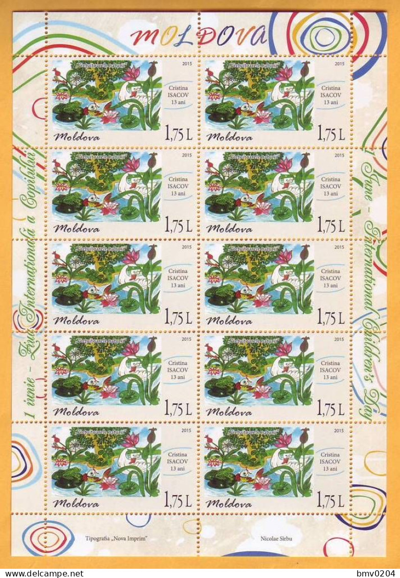 2015 Moldova Moldavie 3 Sheets Of 10 Stamps 1.20+1,75+5,75lei  The Life Of Nature. Children's Drawing - Moldova