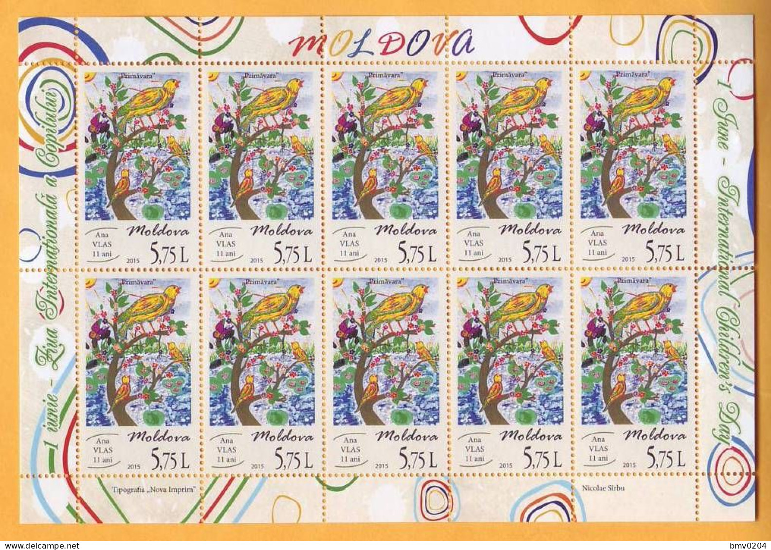 2015 Moldova Moldavie 3 Sheets Of 10 Stamps 1.20+1,75+5,75lei  The Life Of Nature. Children's Drawing - Moldavie