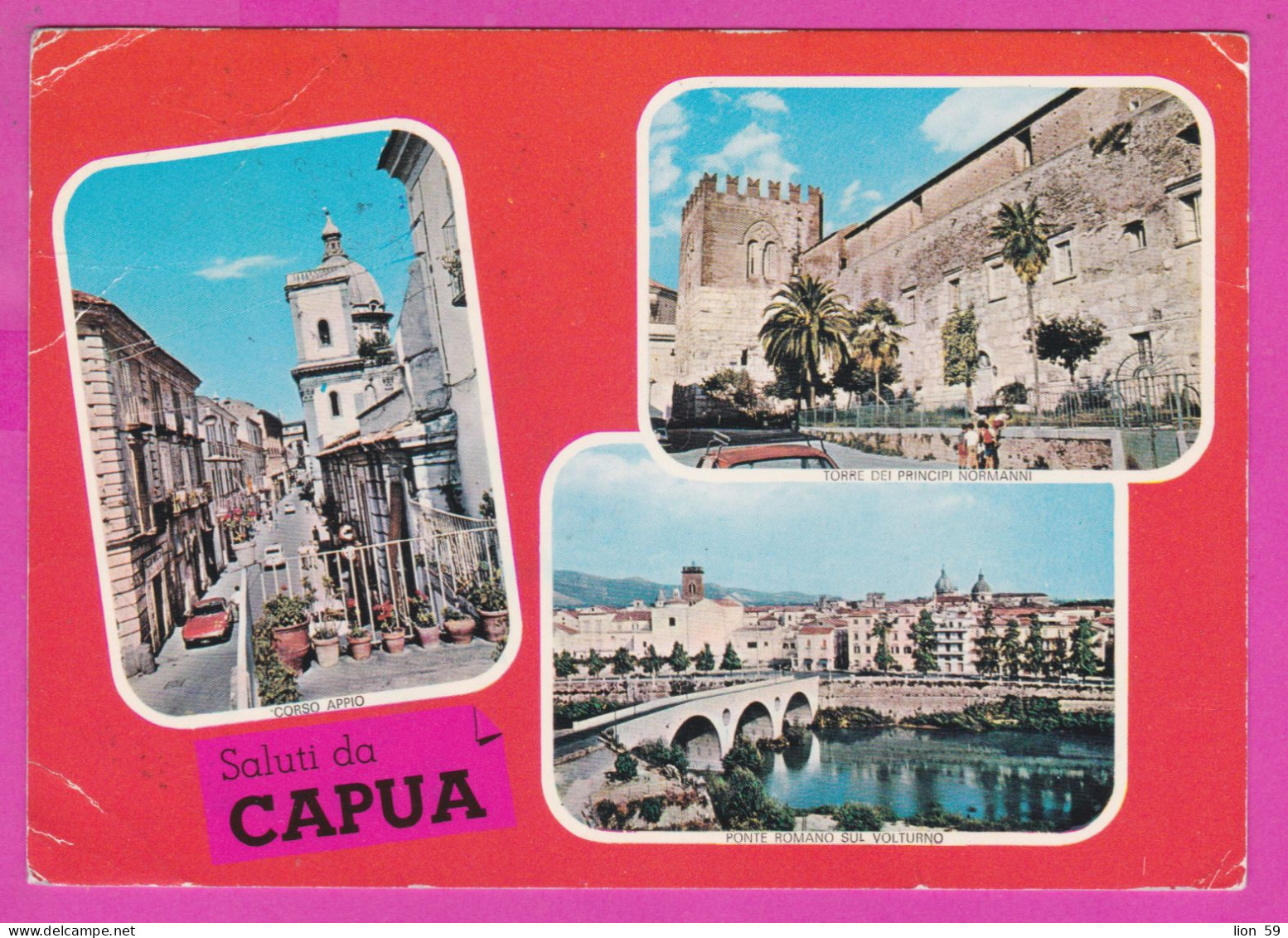 293957 / Italy - Saluti Da CAPUA 3 View Bridge Castle PC 1972 USED  40+50 L Coin Of Syracuse , Italia Italie Italien - 1971-80: Poststempel