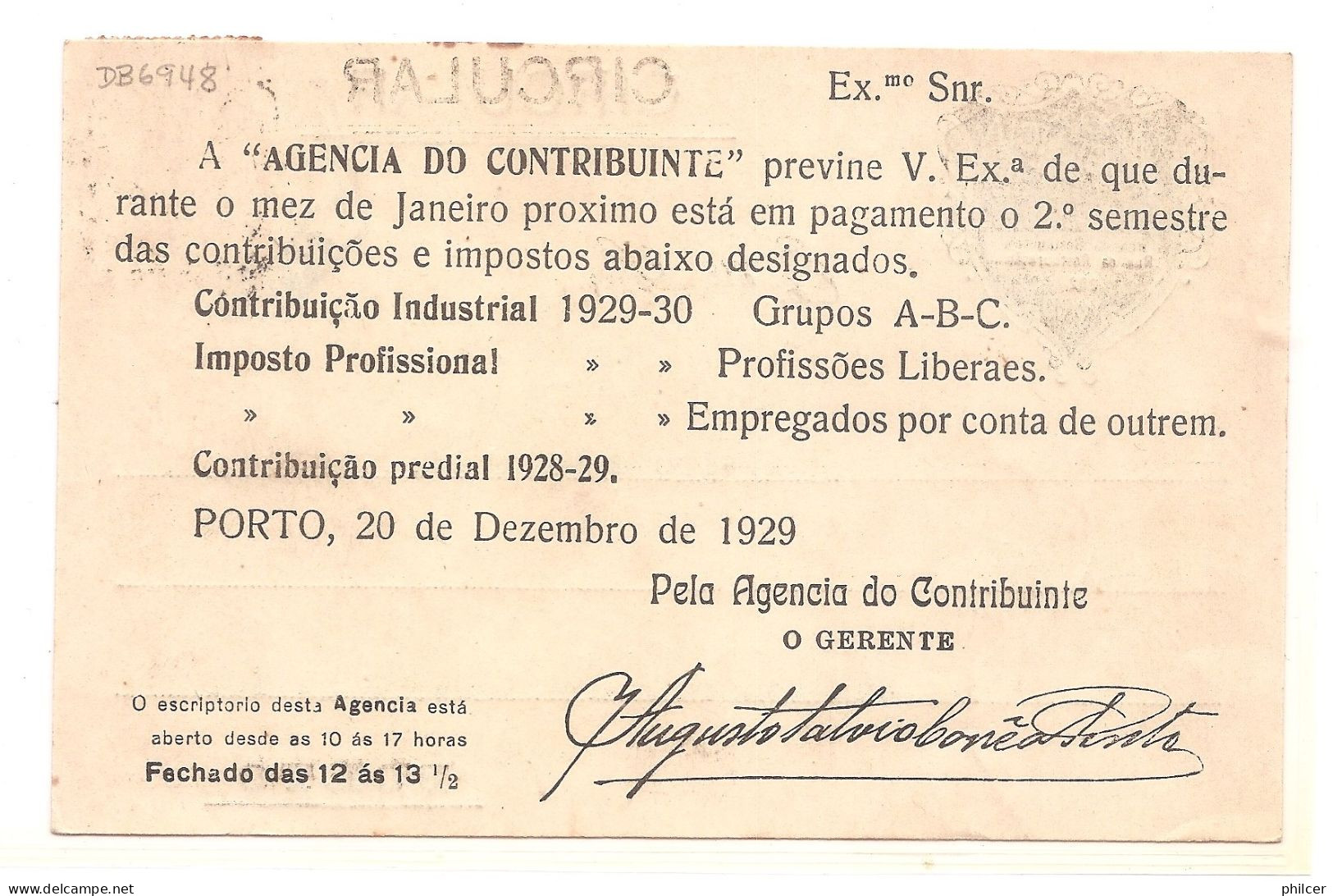 Portugal, 1929, # 399, Porto-Porto - Brieven En Documenten