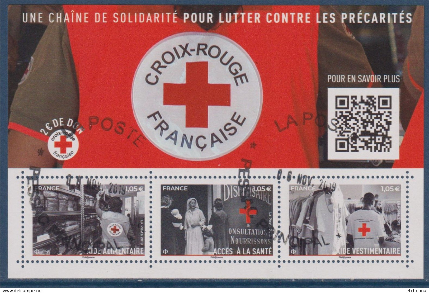 Croix Rouge 2019 Bloc Oblitéré F5350, Aide Alimentaire 5350, Vestimentaire 5352, Et Accès à La Santé 5351 - Croce Rossa