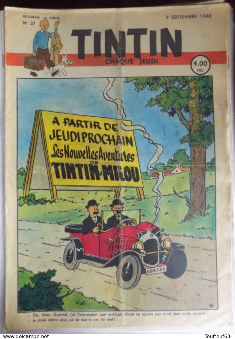Tintin N° 37;1948 Couv. Hergé - Kuifje
