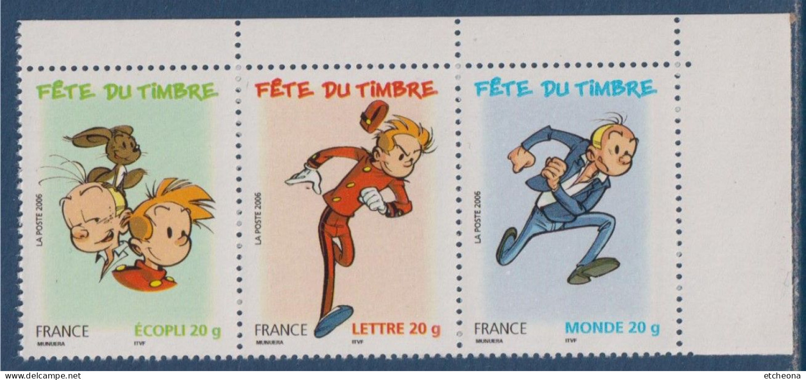 Fête Du Timbre Bande Dessinée Spirou Et Fantasio De José Luis Munuera N°3877a 3878 Et 3879 Triptyque Neuf - Unused Stamps