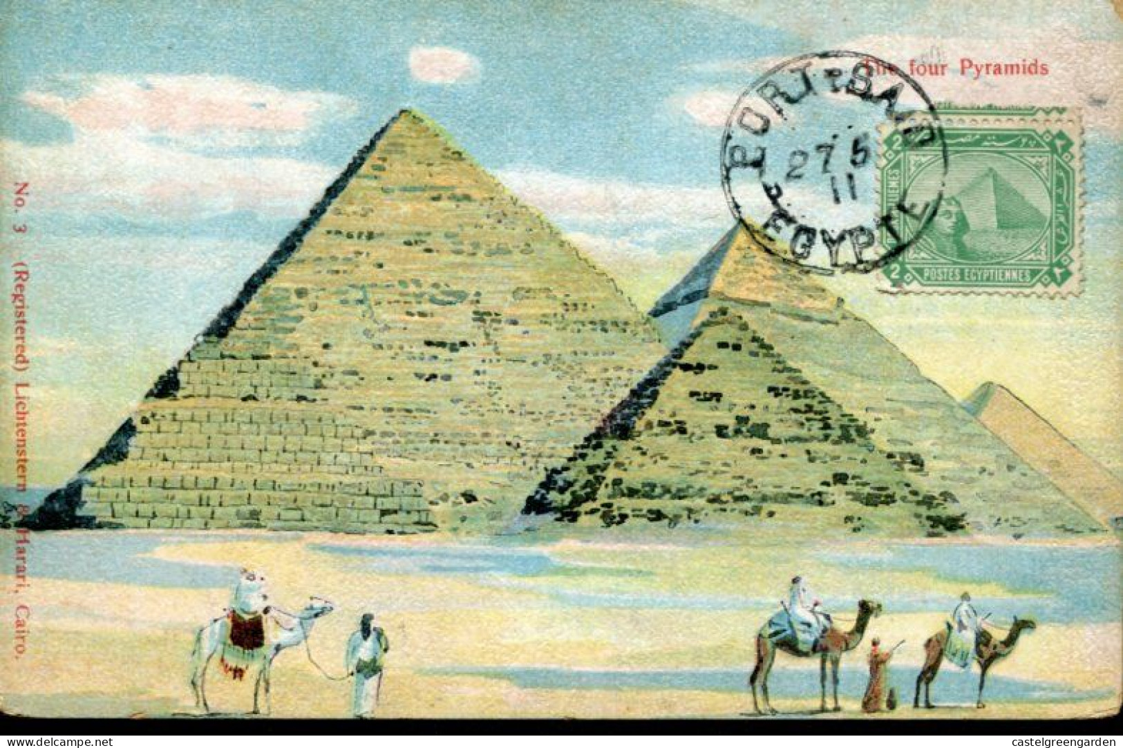 X0481 Egypt. Maximum Card Pyramides Of Cairo,postmark Port Said 27.5.1911 - 1866-1914 Khedivato Di Egitto
