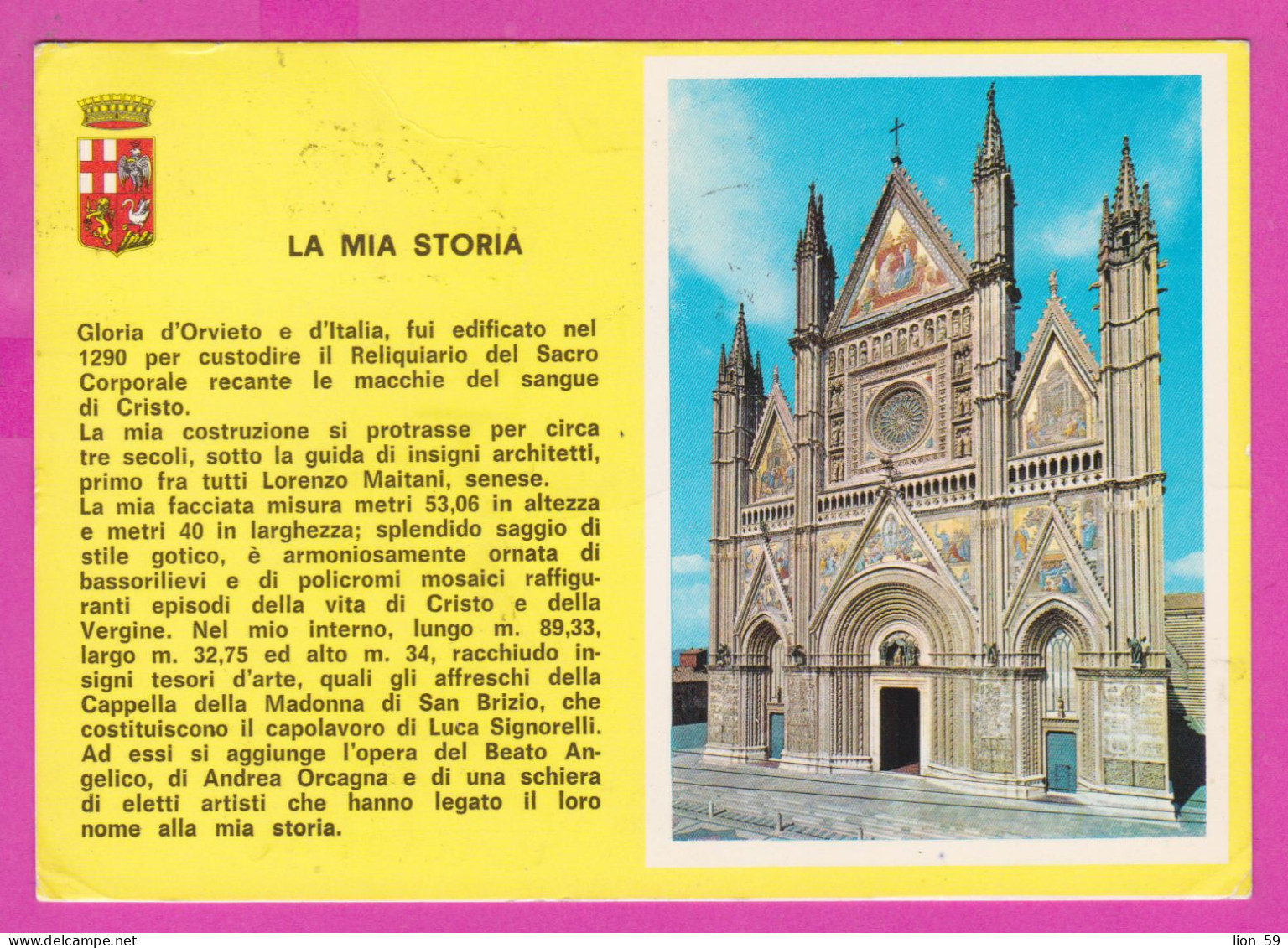 293959 / Italy - ORVIETO Cathedral Is A Large 14th-cen Roman Catholic Cathedral PC 1972 USED  40+50 L Coin Of Syracuse - Autres & Non Classés