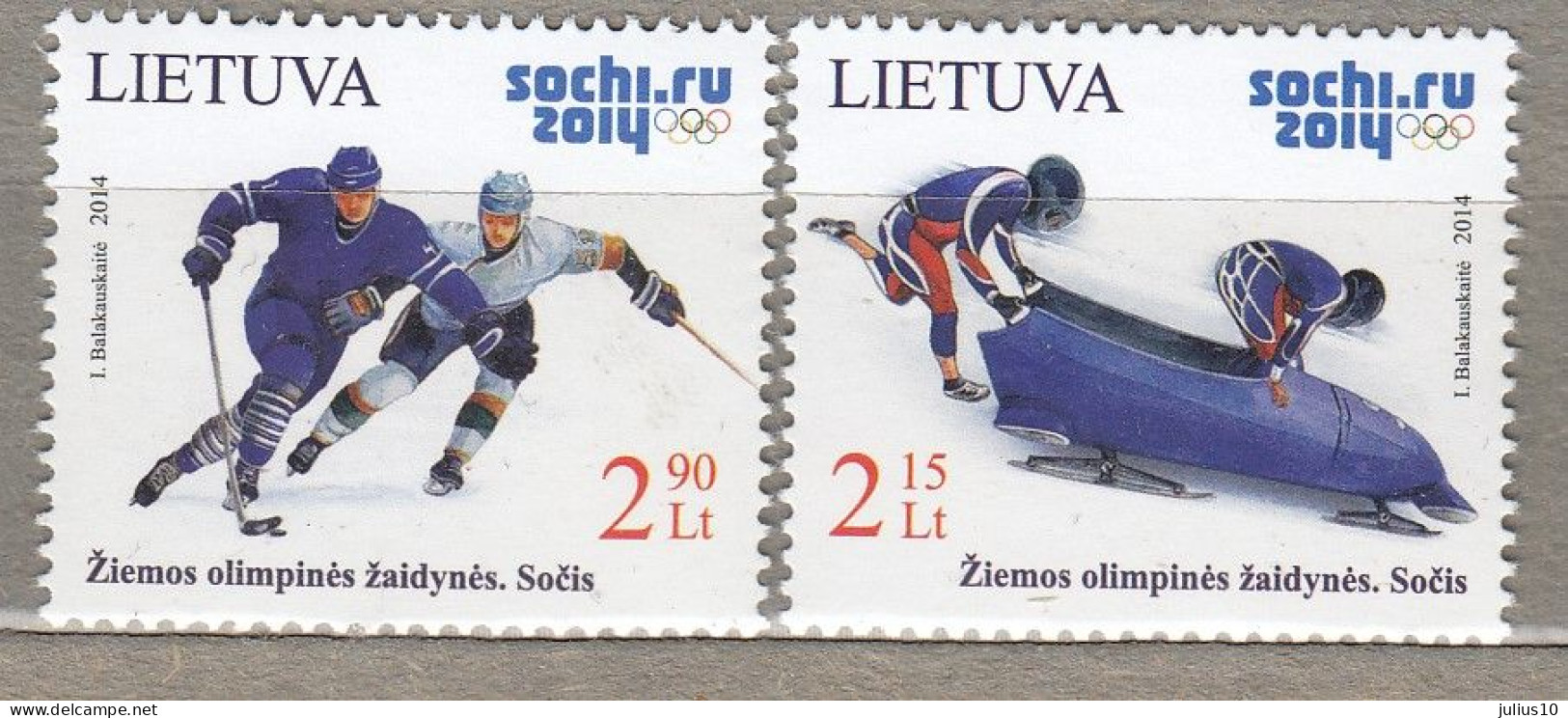 LITHUANIA 2014 Winter Olympic Games MNH(**) Mi 1150-1151 #Lt829 - Litauen