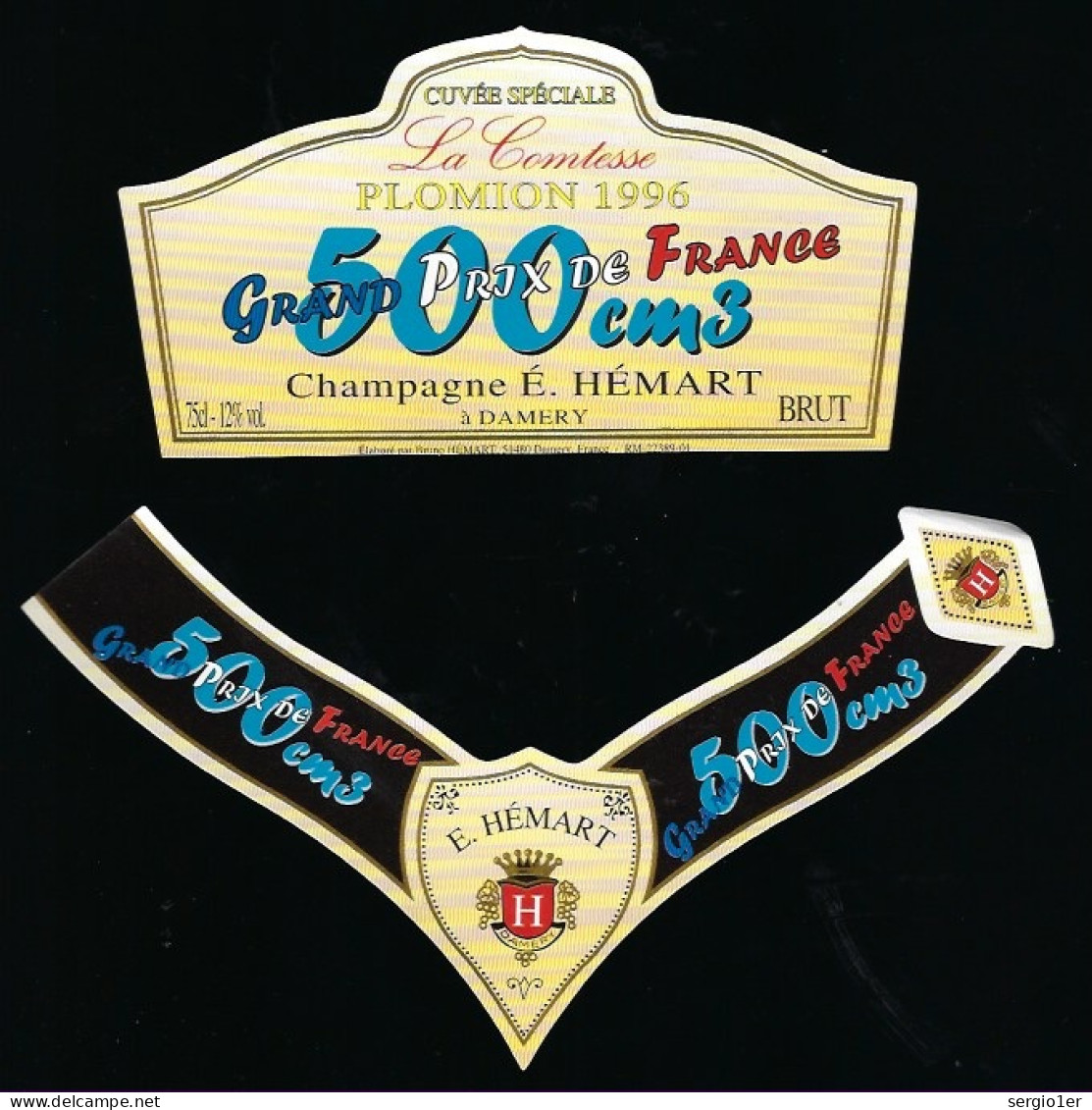 Etiquette Champagne Brut Cuvée Spéciale La Contesse Plomion 1996  Grand Prix De France Des 500 Cm3 E H  Sport Moto Cross - Champan
