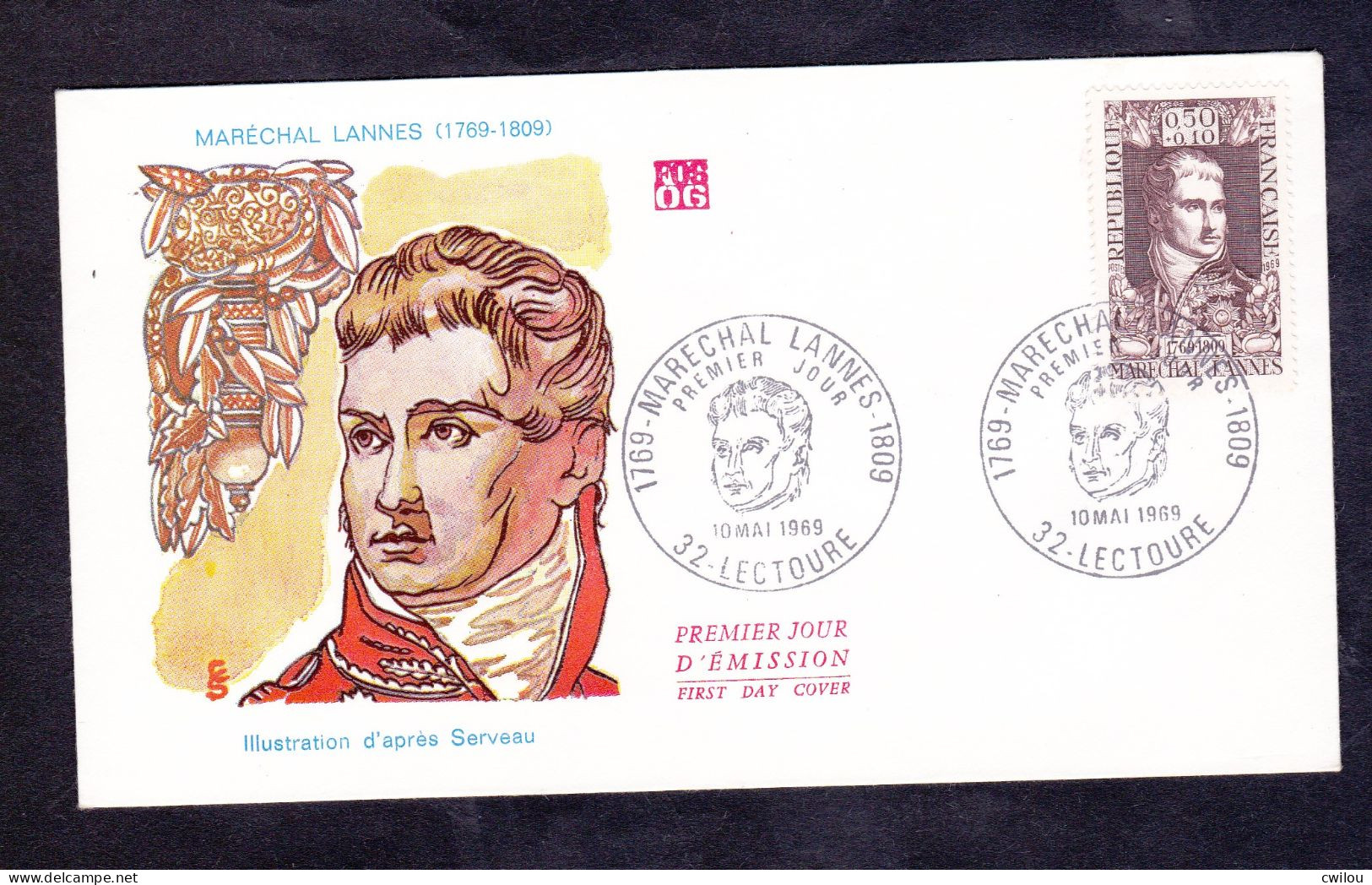 FDC - ENVELOPPE PREMIER JOUR - MARECHAL LANNES - MAI 1969 -YT 1593 - 1960-1969