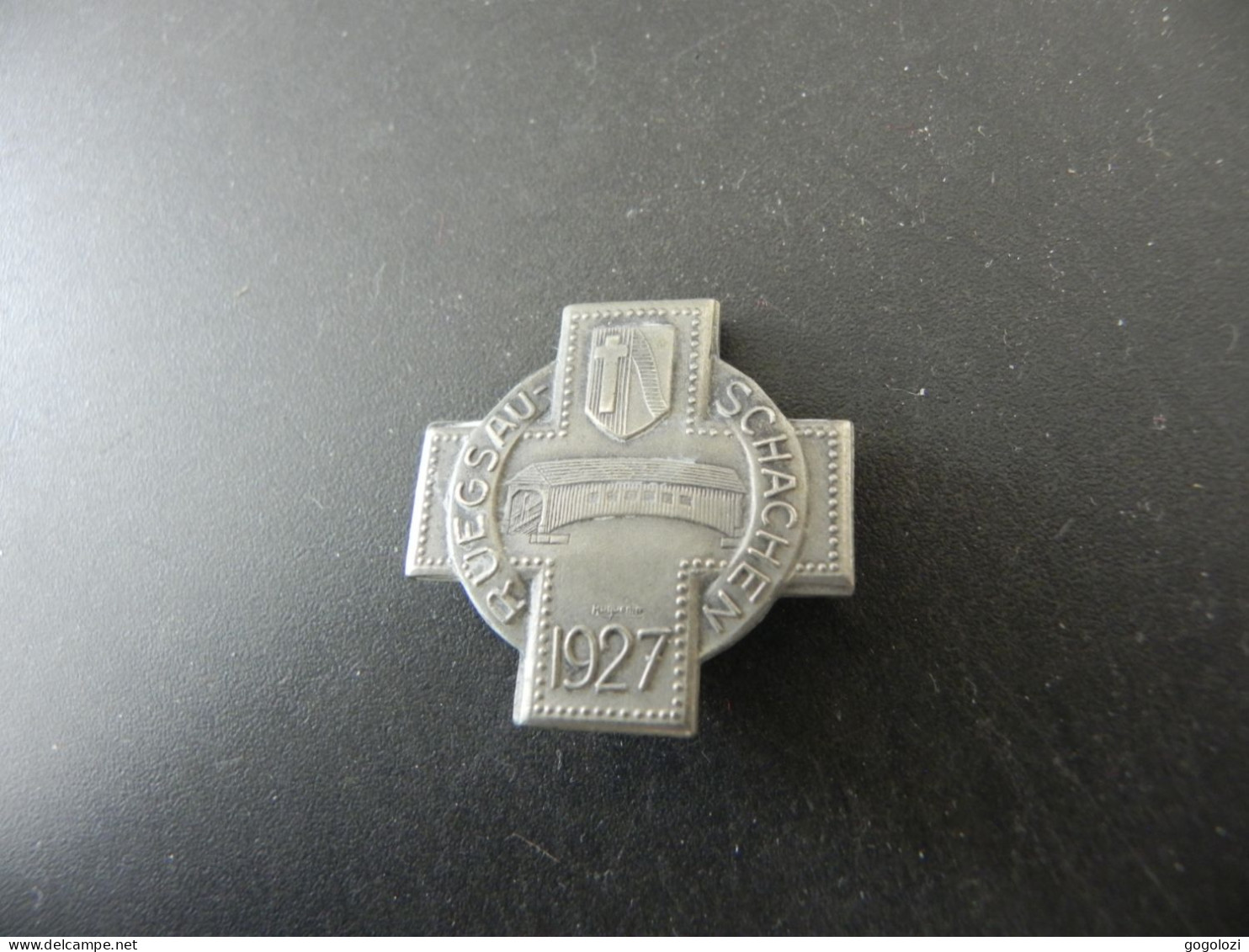 Old Badge Schweiz Suisse Svizzera Switzerland - Turnkreuz Rüegsauschachen 1927 - Zonder Classificatie
