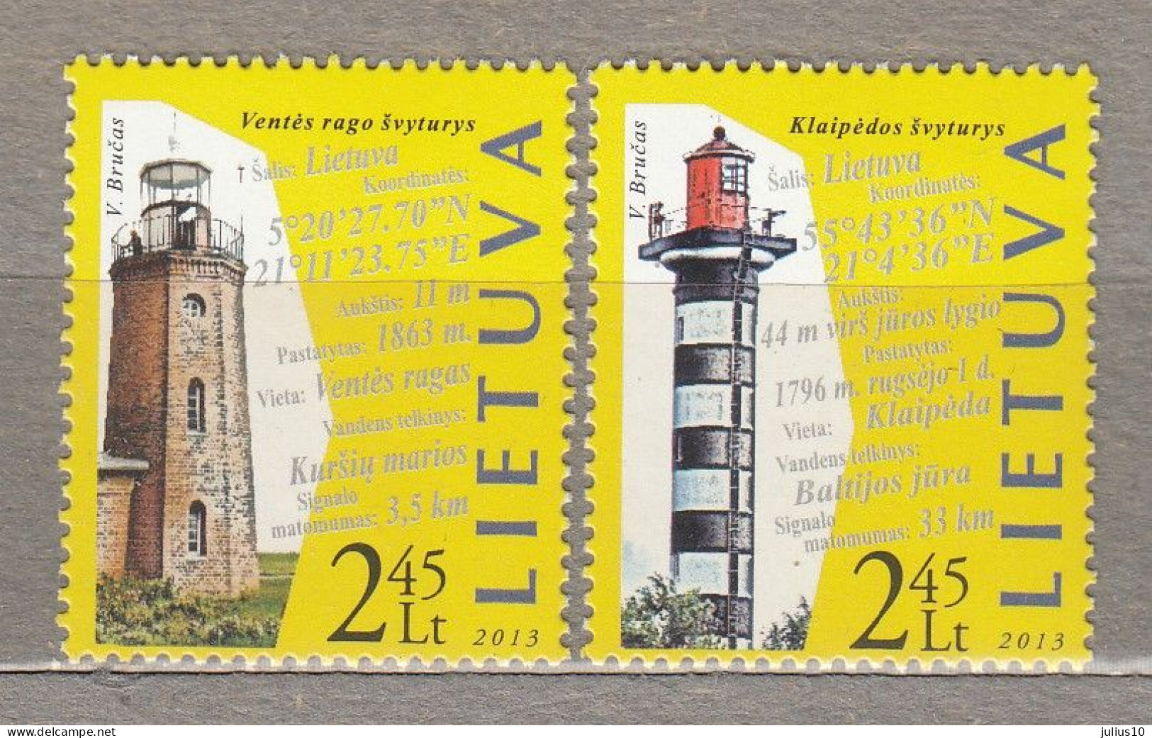 LITHUANIA 2013 Lighthouse  MNH(**) Mi 1141-1142 #Lt830 - Litauen