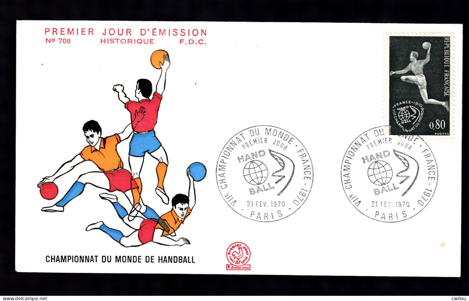 FDC - ENVELOPPE PREMIER JOUR - CHAMPIONNAT DU MONDE HAND BALL - FEVRIER 1970 - 1970-1979