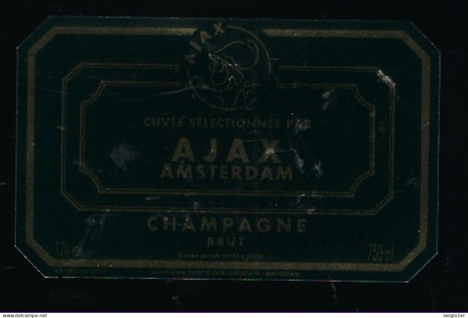 Etiquette Champagne Brut Cuvée Sélectionnée Par Ajax Amsterdam  Marne 51  Thème Sport Foot - Champagne