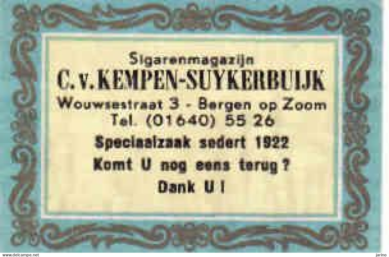 Dutch Matchbox Label, Bergen Op Zoom - North Brabant, Sigarenmagazijn C. V. KEMPEN - SUYKERBUIJK, Holland, Netherlands - Luciferdozen - Etiketten