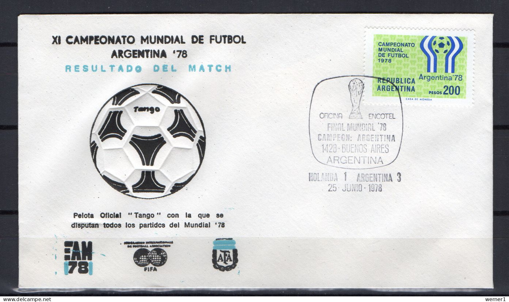 Argentina 1978 Football Soccer World Cup Commemorative Cover Final Match Netherlands - Argentina 1:3 - 1978 – Argentine