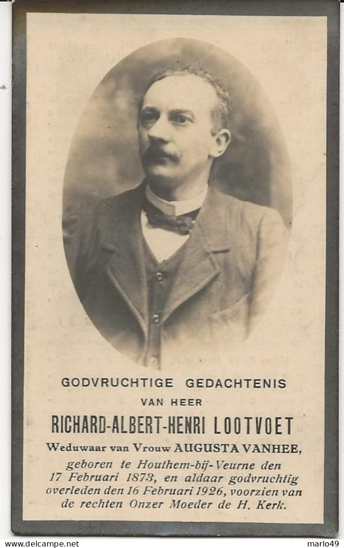 DP. RICHARD LOOTVOET - VANHEE ° HOUTHEM BIJ VEURNE 1873- + 1926 - Religion & Esotérisme
