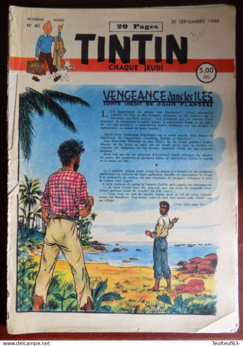 Tintin 1948 Lot 5 N° état Tres Moyen - Tintin