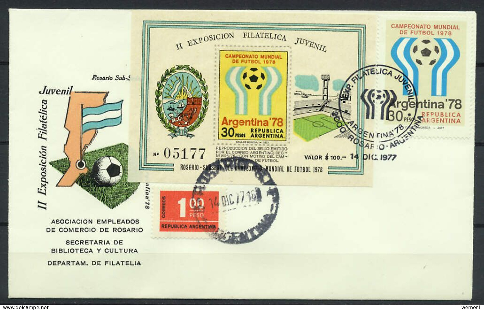 Argentina 1977 Football Soccer World Cup Commemorative Cover With Vignette - 1978 – Argentina