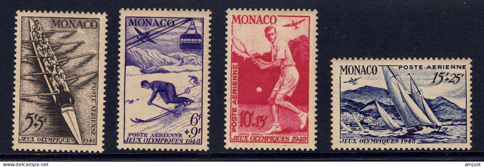 Monaco // Poste Aérienne1948  // Jeux Olympiques De Londres  Timbres Neufs** MNH  No. Y&T 32 à 35 - Luchtpost