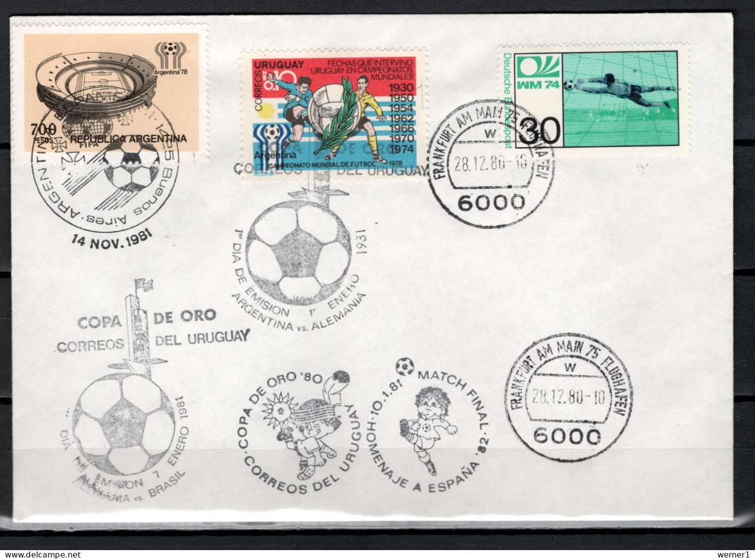 Argentina / Uruguay / Germany 1980/1981 Football Soccer World Cup Commemorative Cover - 1978 – Argentina