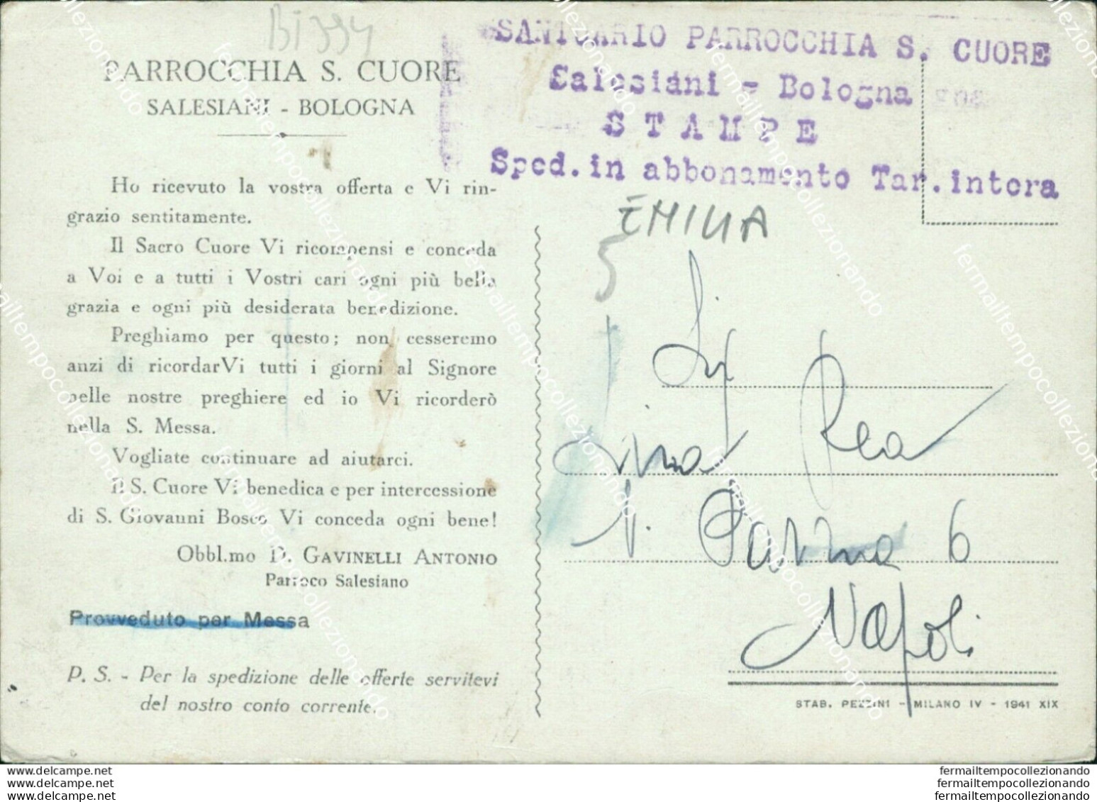 Bi394 Cartolina Bologna Citta' Parrocchia S.cuore - Bologna