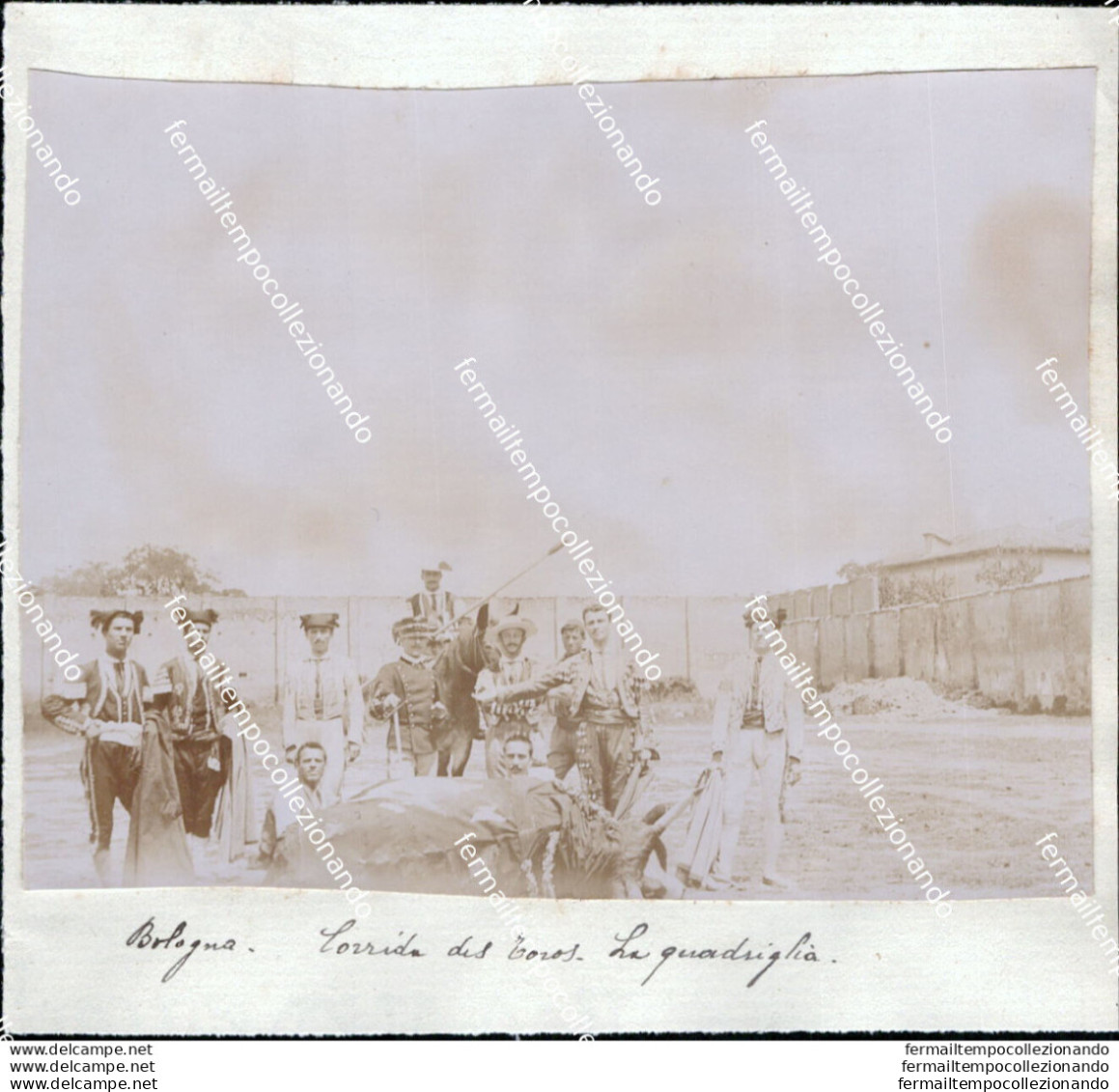 Au298 Foto Incollata Su Carta Bologna Citta' 1900 Militari La Corrida - Bologna