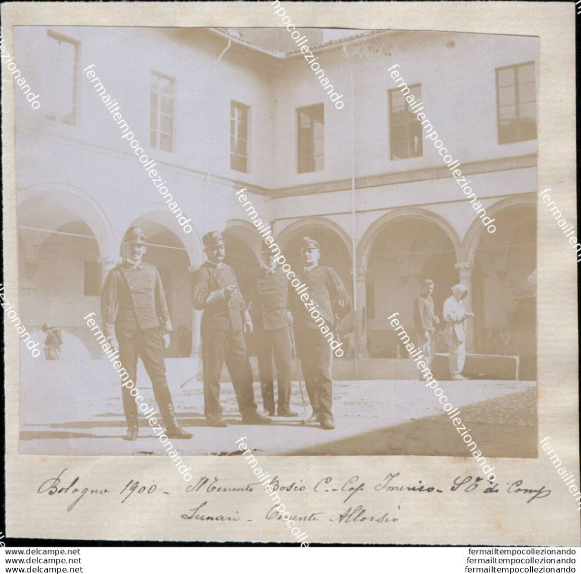 Au304 Foto Incollata Su Carta Bologna Citta' 1900 Militari - Bologna