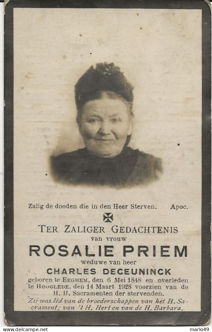 DP. ROSALIE PRIEM - DECEUNINCK ° EEGHEM 1848 - + HOOGLEDE 1928 - Religion & Esotericism