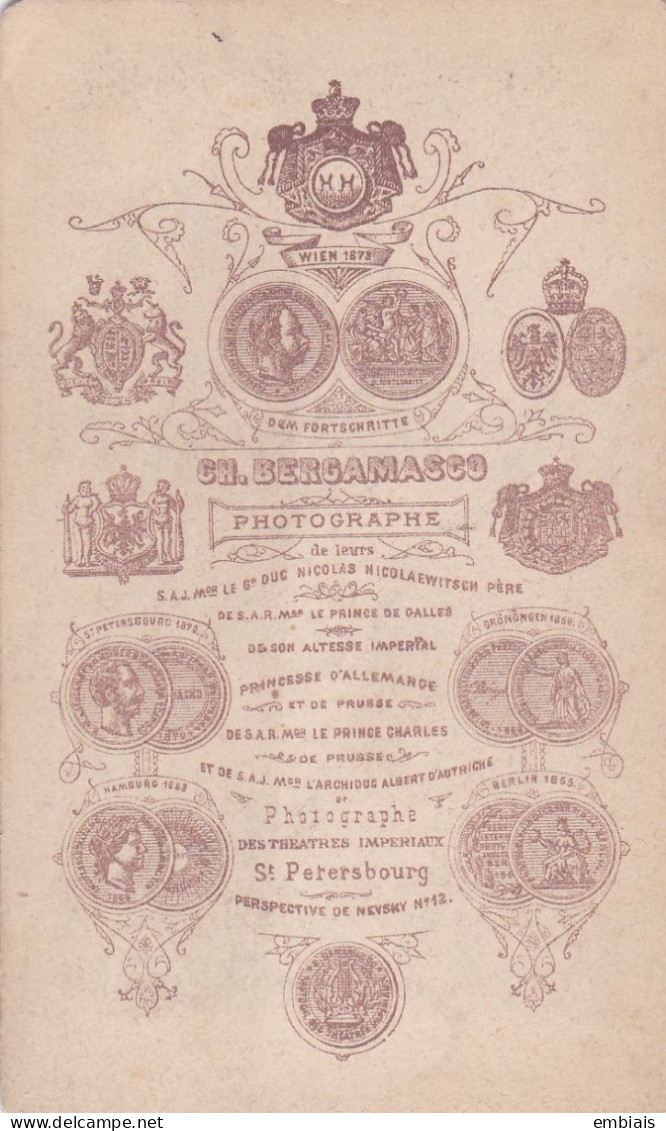 SAINT PETERSBOURG 1860/70 - CDV Photo Originale Artiste Des Théâtres Impériaux De Russie Photographie Ch.BERGASCO - Anciennes (Av. 1900)