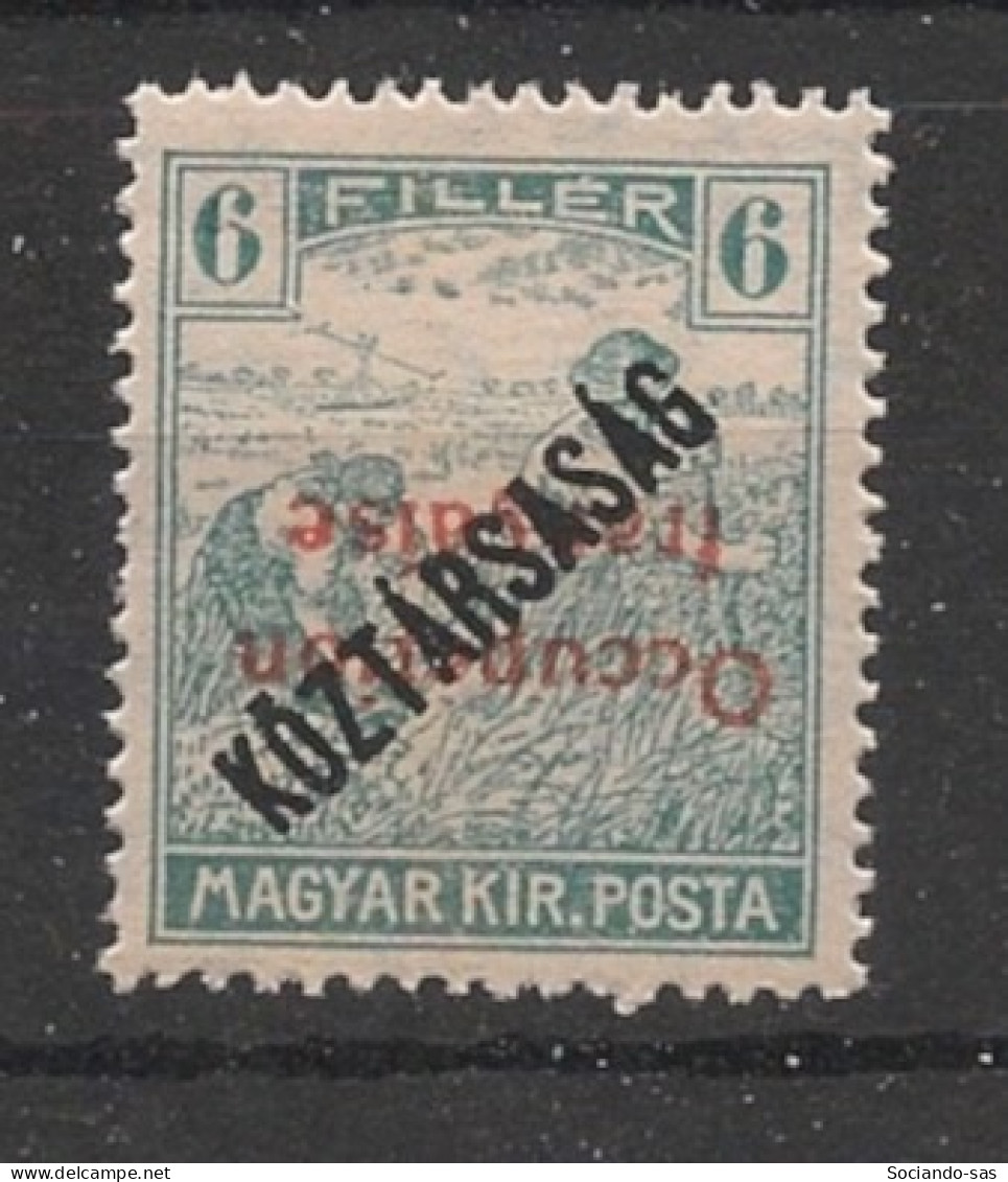 HONGRIE / ARAD - 1919 - N°YT. 30a - 6fi Vert-bleu - VARIETE Surcharge Renversée - Neuf Luxe ** / MNH / Postfrisch - Unused Stamps