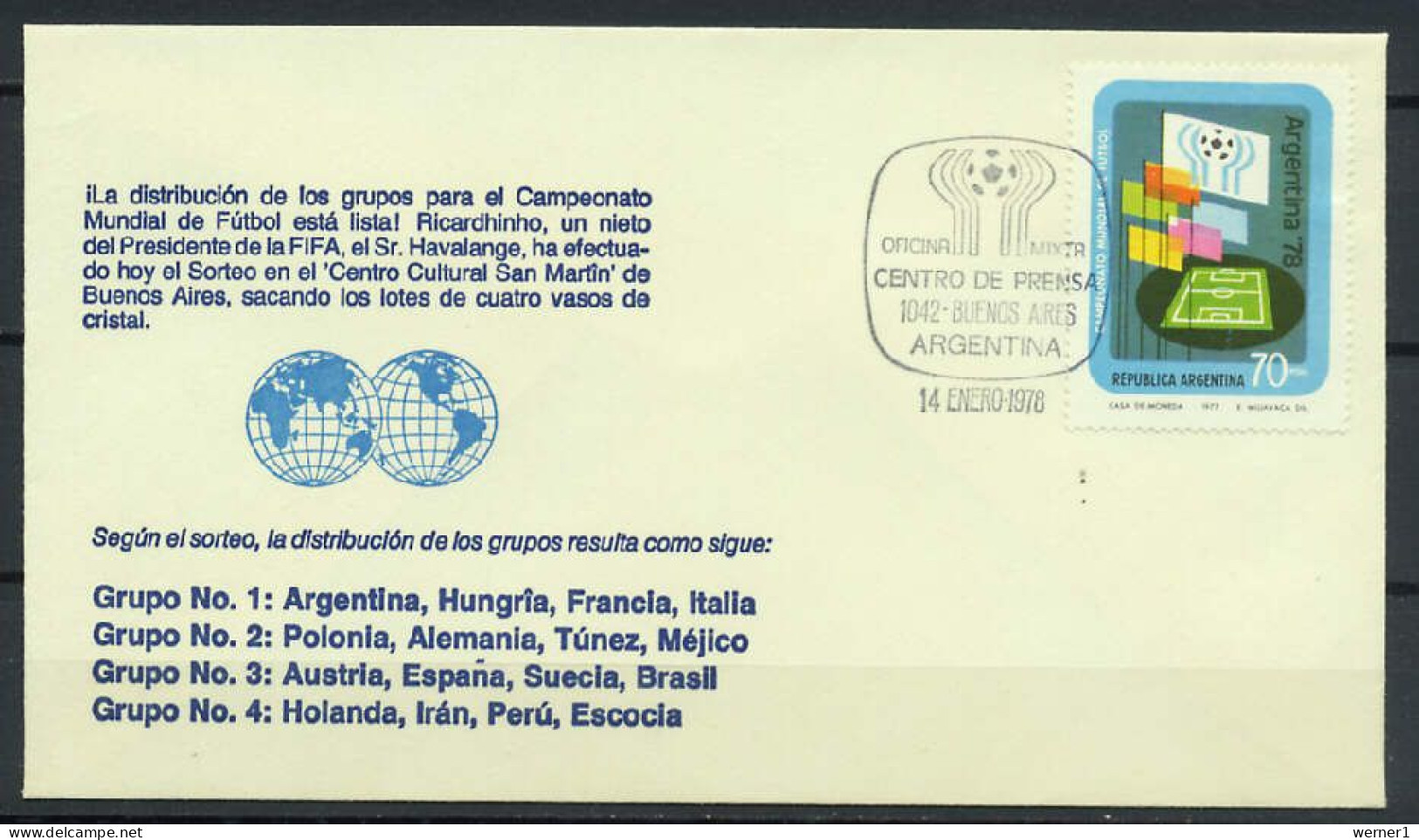 Argentina 1978 Football Soccer World Cup Commemorative Cover - 1978 – Argentina