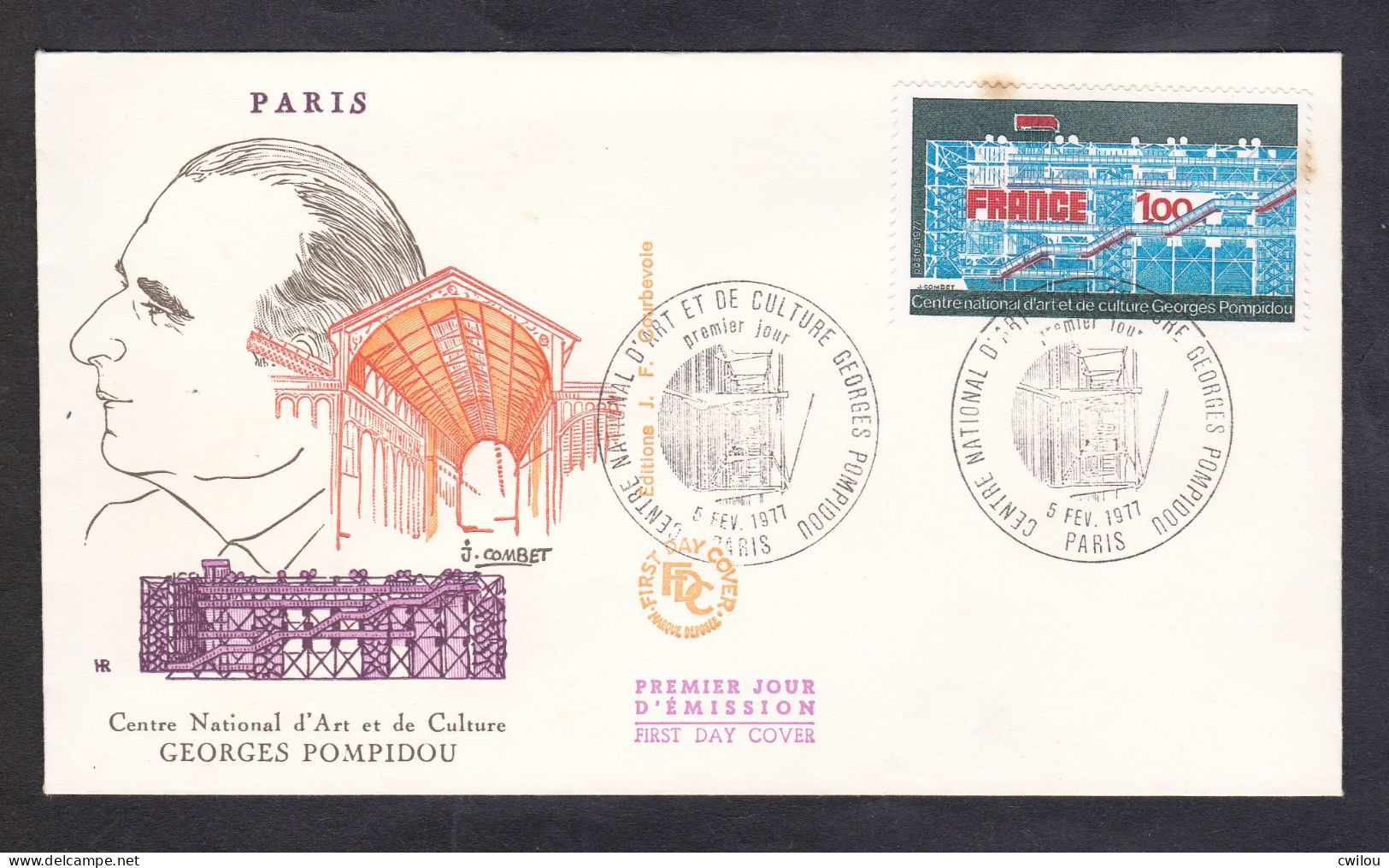 FDC - ENVELOPPE PREMIER JOUR - CENTRE NATIONAL D ART ET CULTURE GEORGES POMPIDOU - 1970-1979