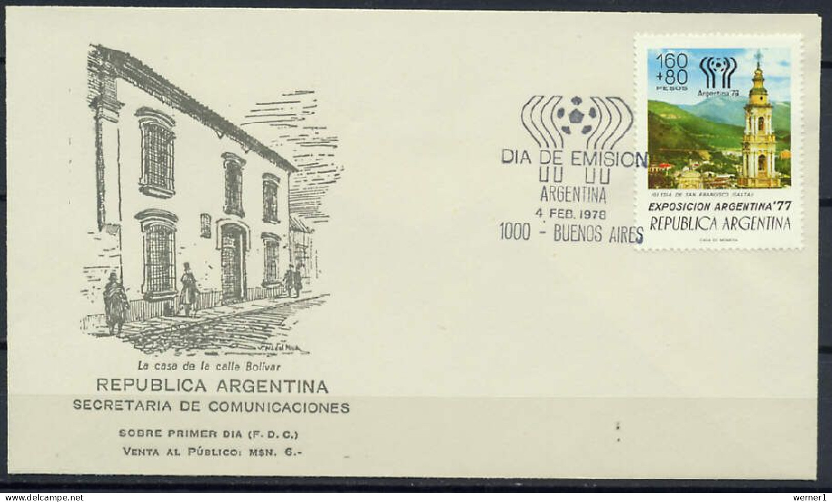 Argentina 1978 Football Soccer World Cup Stamp On FDC - 1978 – Argentina