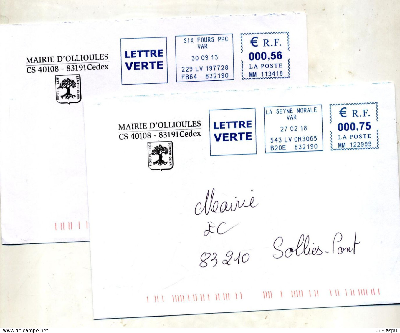 Lettre Machine La Seyne Entete Mairie Ollioules - Oblitérations Mécaniques (Autres)