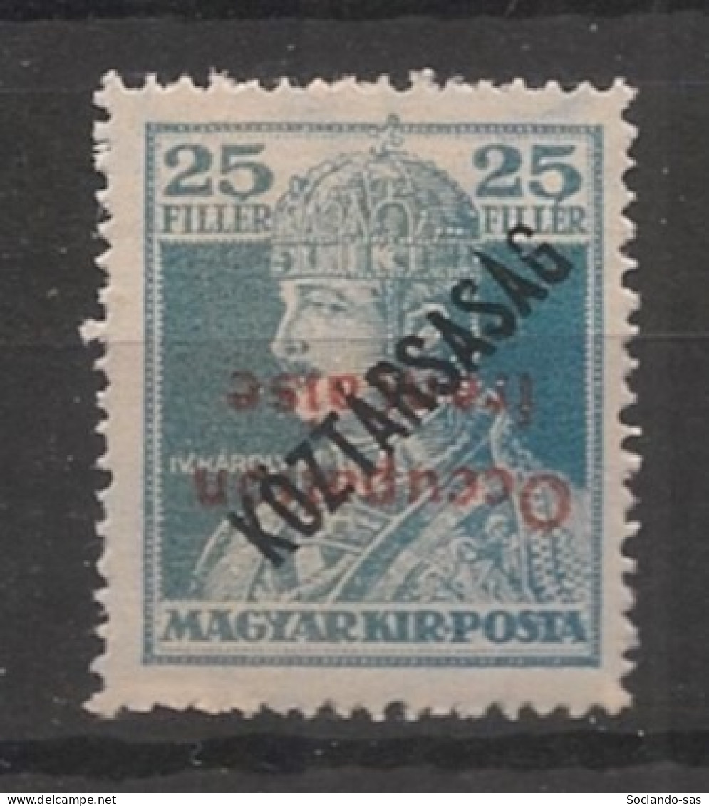 HONGRIE / ARAD - 1919 - N°YT. 33a - 25fi Bleu - VARIETE Surcharge Renversée - Neuf Luxe ** / MNH / Postfrisch - Unused Stamps