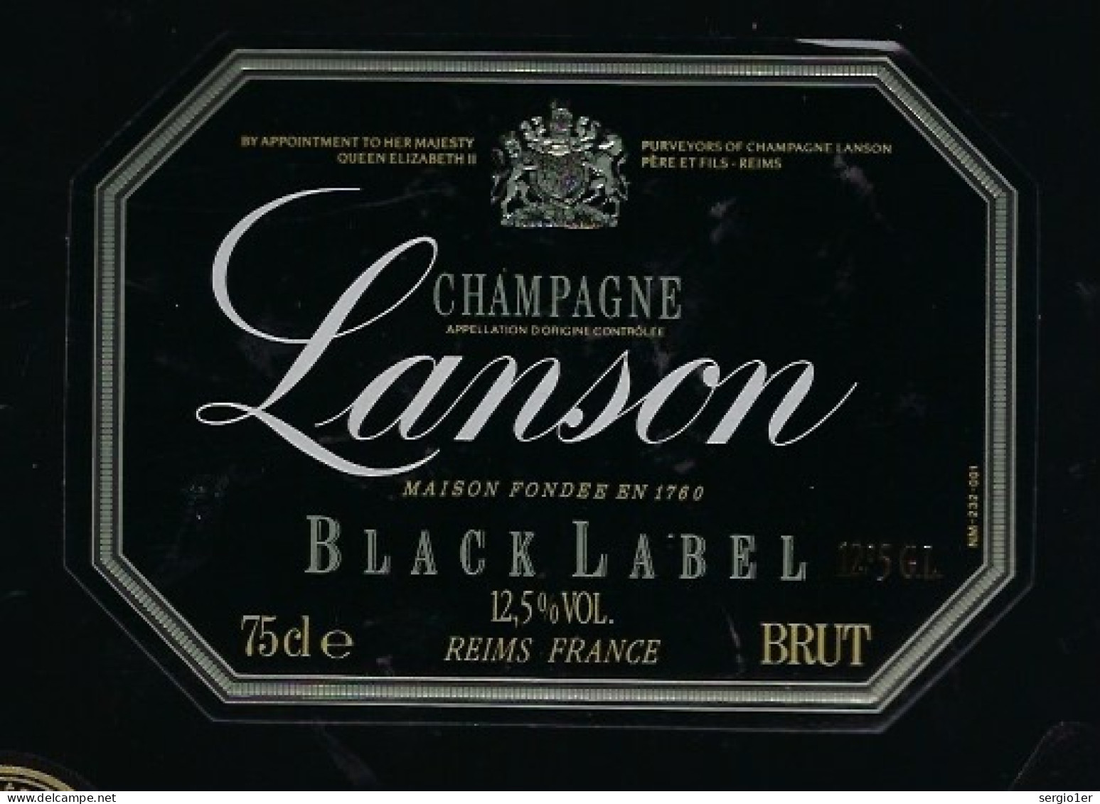 Etiquette Champagne  Brut Black Label Lanson  Sport Collerette The Championships Wimbledon Sport Tennis - Champagne
