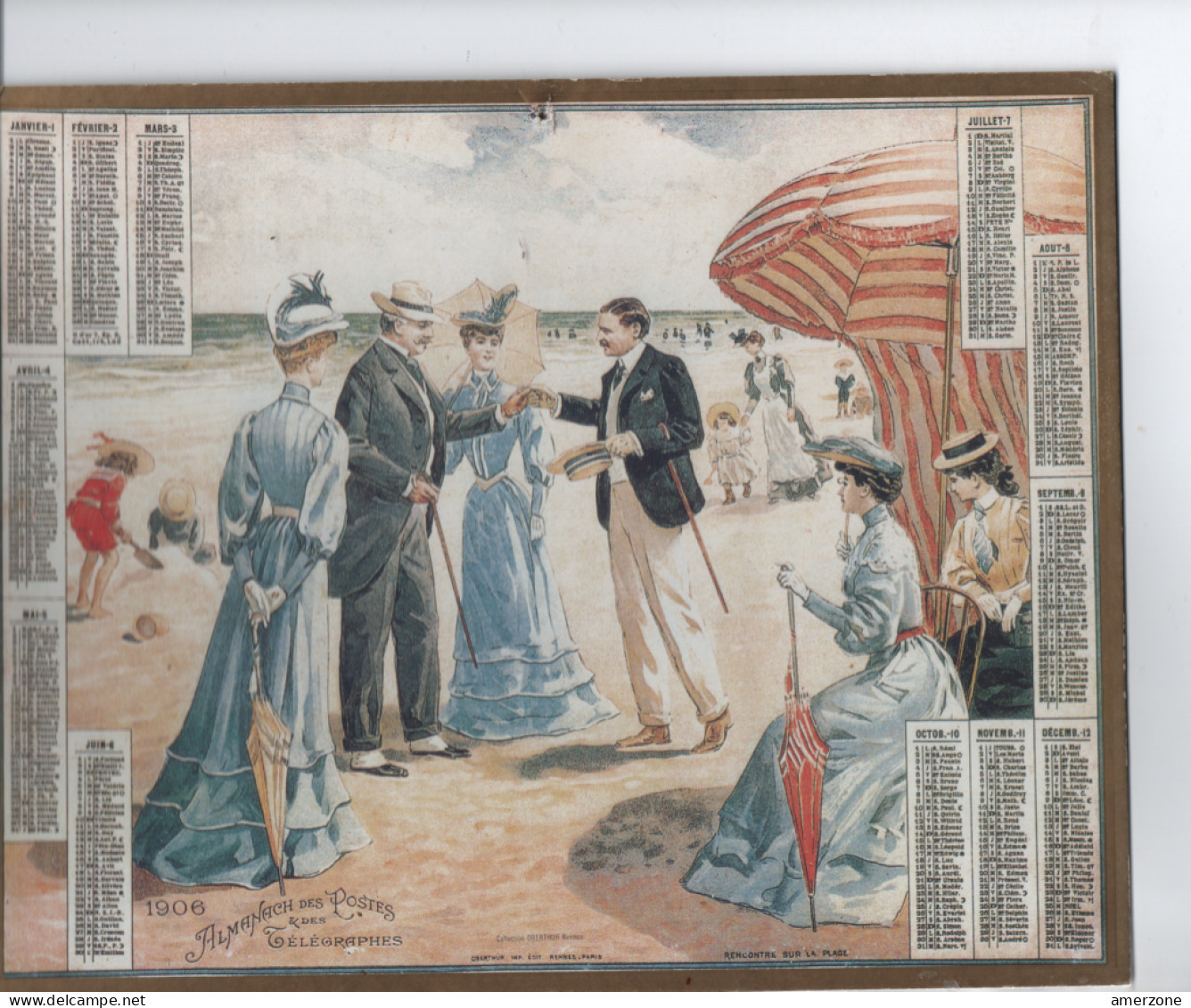CALENDRIER DE 1906  Avec Au Dos Le 1er Calendrier Postal De  1854  250x200 - Formato Piccolo : 1901-20