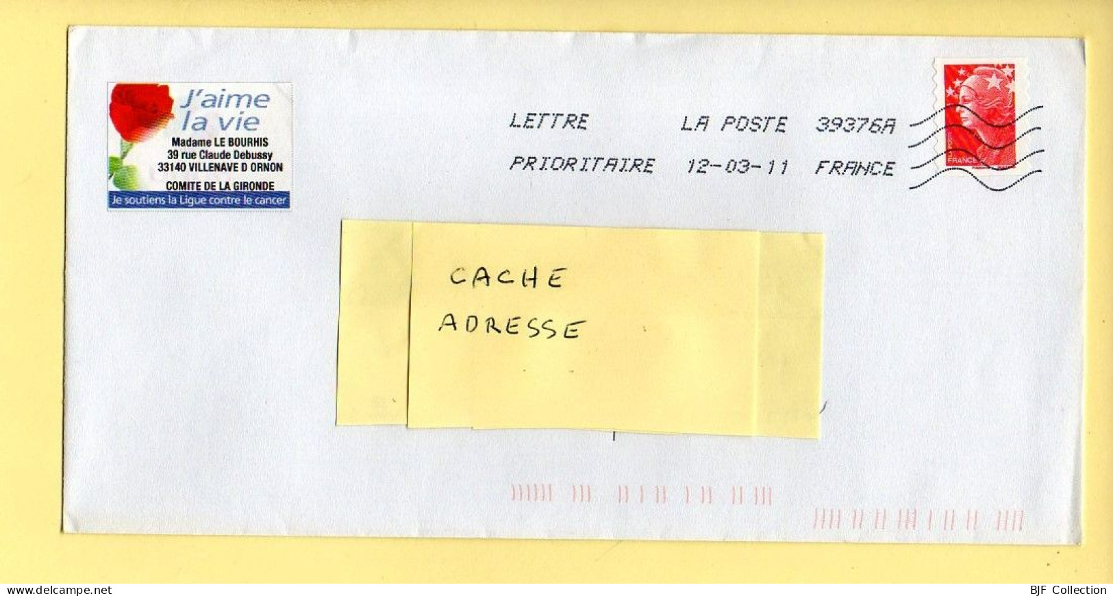 Oblitération Mécanique : FRANCE LA POSTE – 39376A Du 12/03/2011 (voir Timbre) - Maschinenstempel (Sonstige)