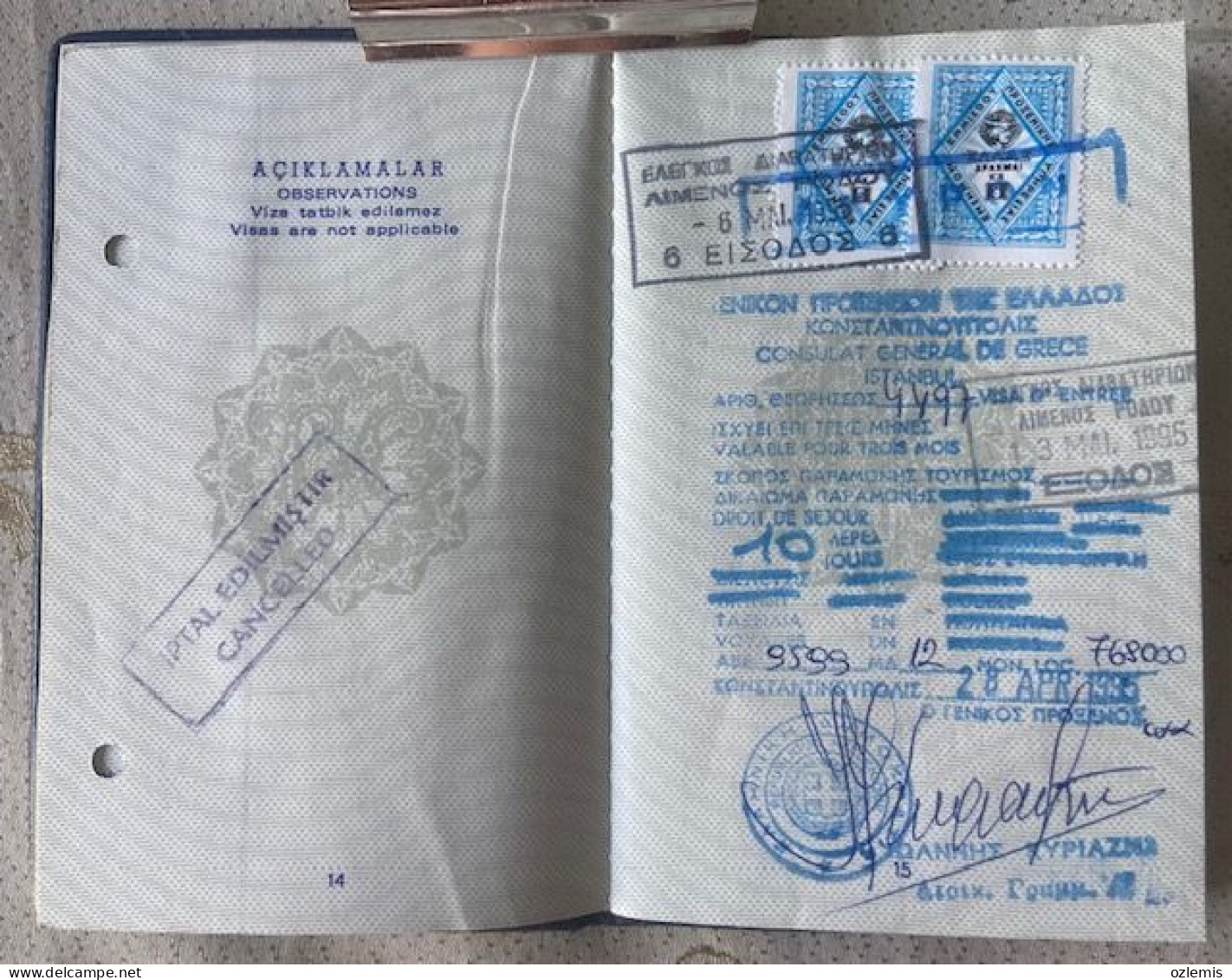 PASSPORT  PASSEPORT  ,SAME WOMAN ,1986-2005 ,USED , AMERICA ,ISRAEL,BULGARIA,,GRECE VISA ,FISCAL - Sammlungen