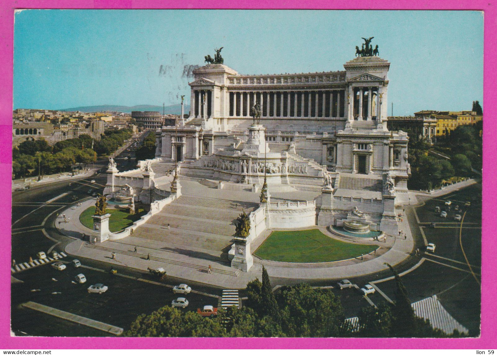 293964 / Italy - ROMA Monument To Victor Emanuel II PC 1971 USED 50+50 L Coin Of Syracuse Flamme Assistenza Al Rifugiati - 1971-80: Marcophilia
