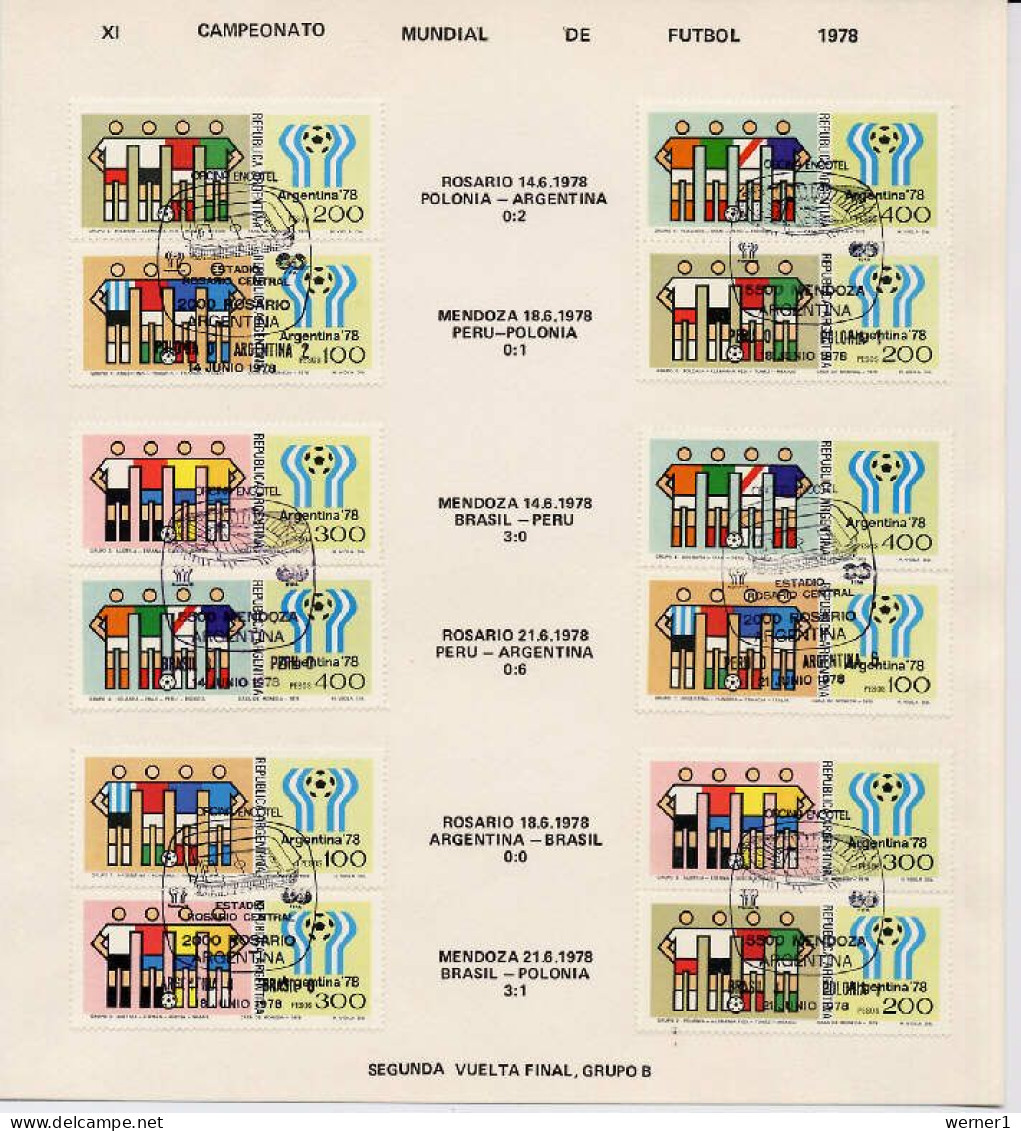 Argentina 1978 Football Soccer World Cup Commemorative Print With Group B Results - 1978 – Argentina