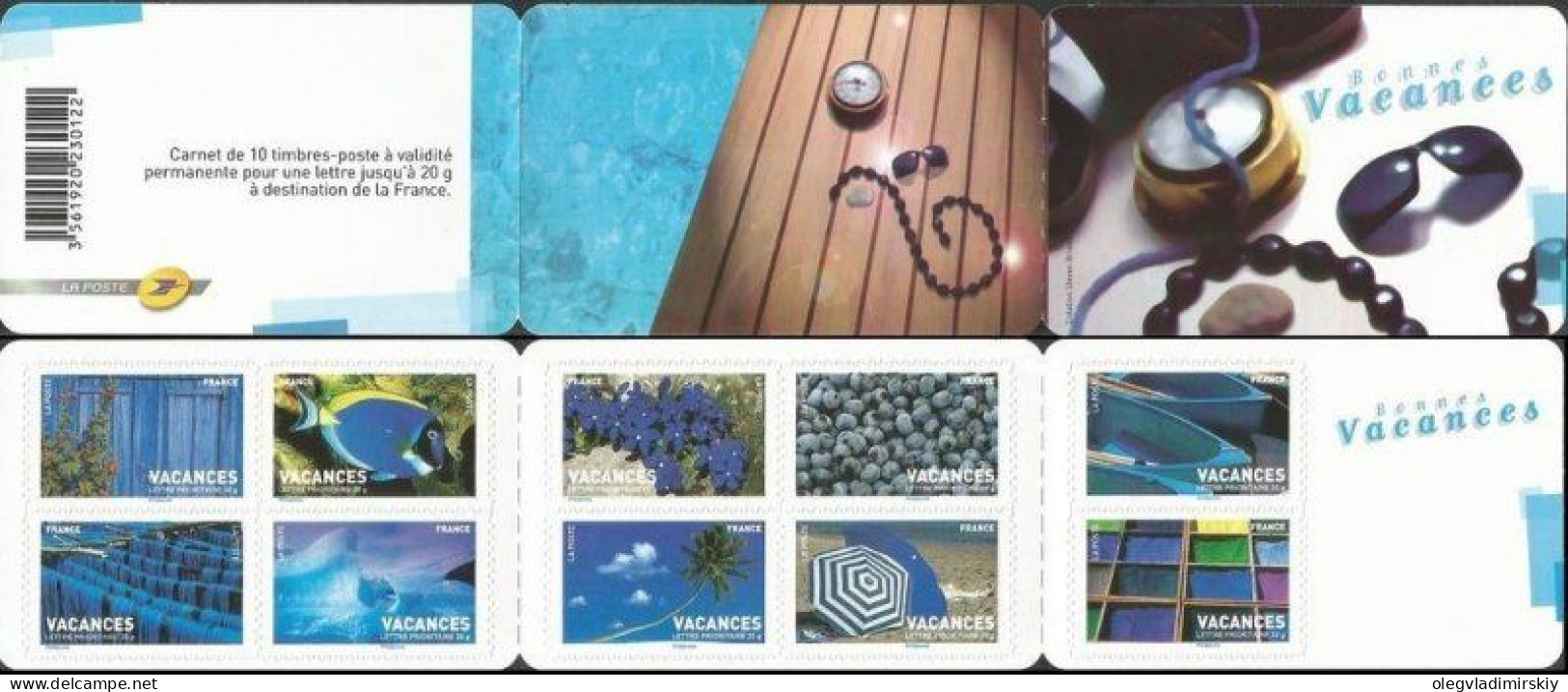 France 2007 Vacation And Relaxation By The Sea Set Of 12 Stamps In Booklet MNH - Commemoratives