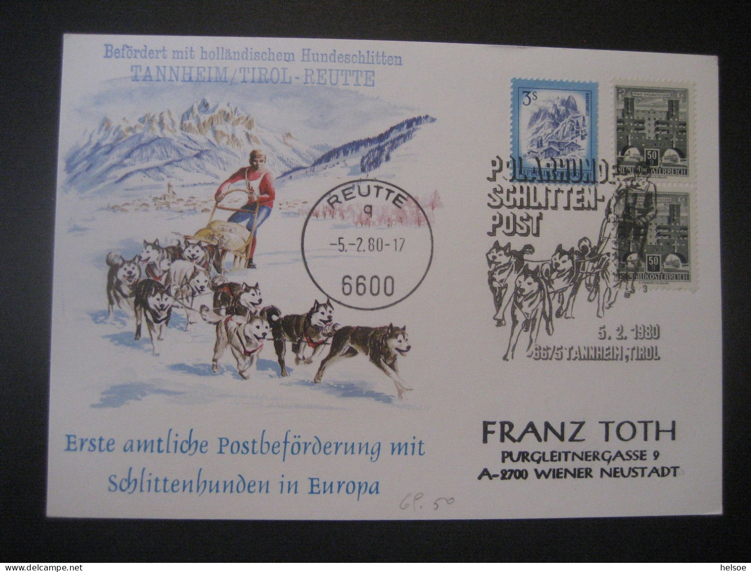 Österreich- Sonderpostbeförderung Mit Schlittenhunden Mit  Automatenmarken 50 Gr., 3 S, MiNr. 2x 1153 Und 1596 - Automaatzegels [ATM]