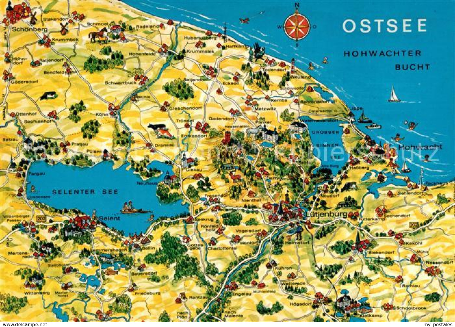 73106471 Hohwacht Ostseebad Panoramakarte Ostsee Hohwacht Ostseebad - Andere & Zonder Classificatie