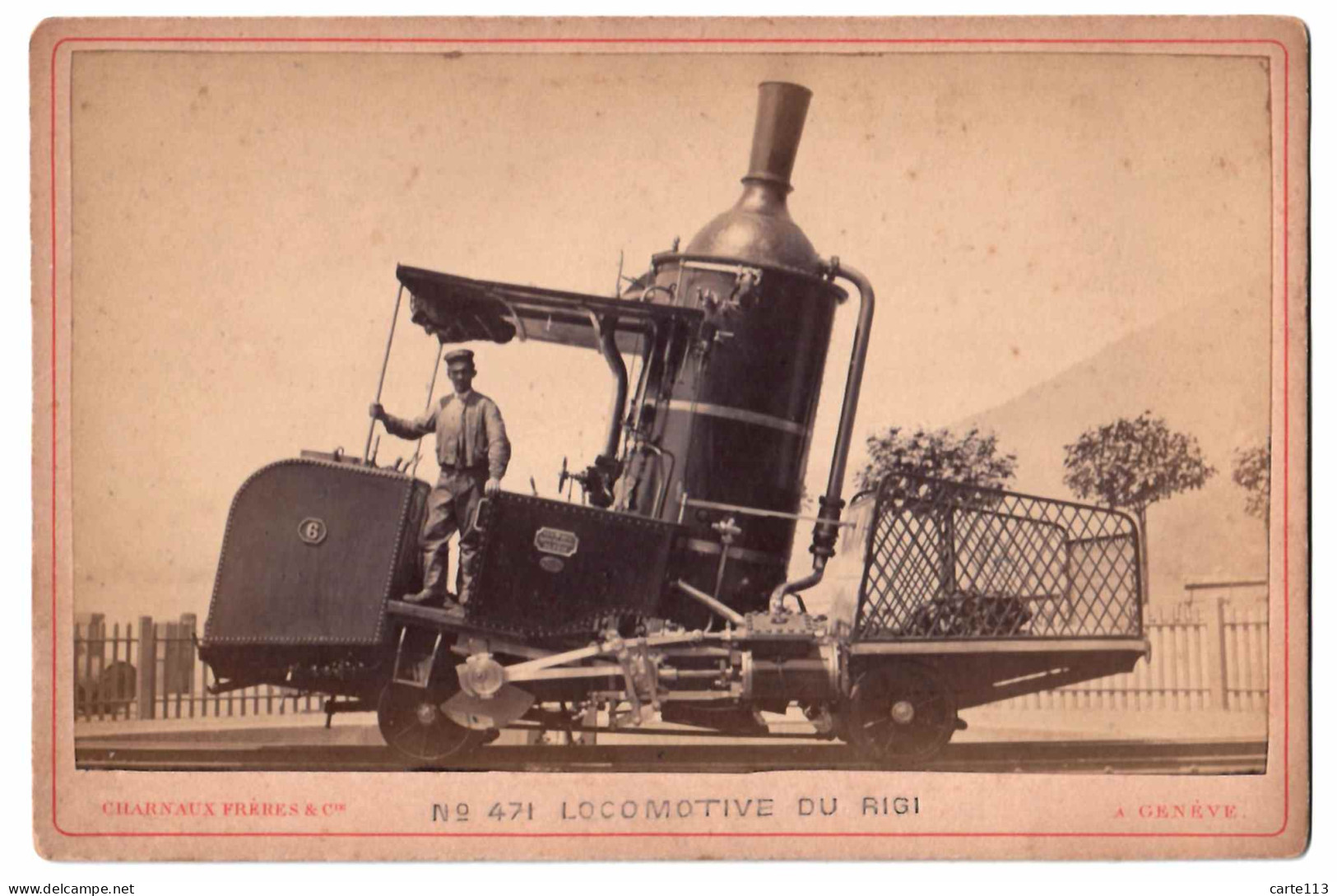 ANONYME - PHOTOGRAPHIE TIRAGE ALBUMINE - CHARNAUX - LOCOMOTIVE DU RIGI - SUISSE - 1801-1900