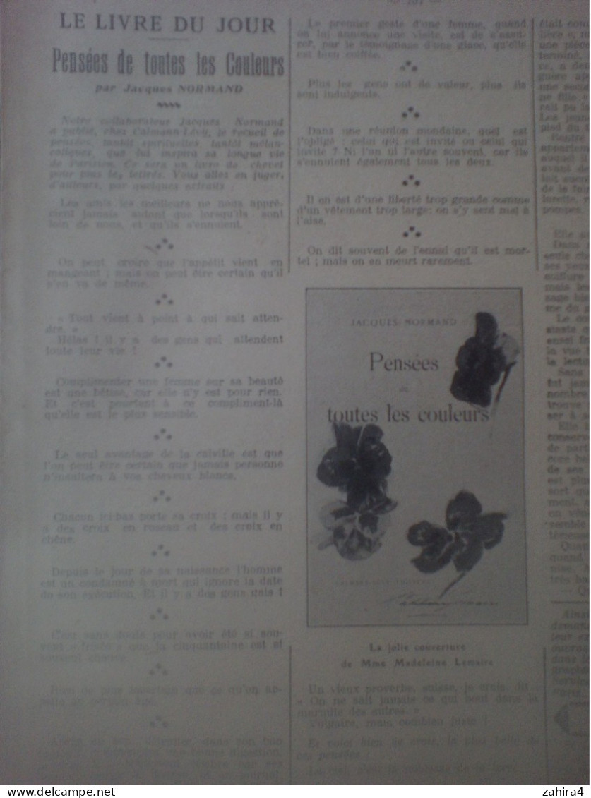 L'Actualité N°619 Roi Serbie à Paris Record J Bouin Pensée Aviat. Weymann Chasse Afrique Course Cheval Chien Lortac Mode - 1900 - 1949